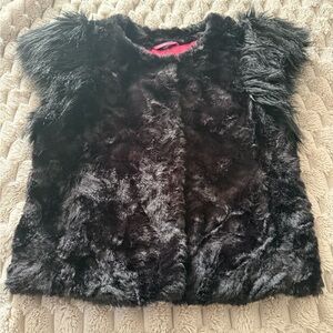 Skaist Taylor Black Faux Fur Vest with Pink Lining